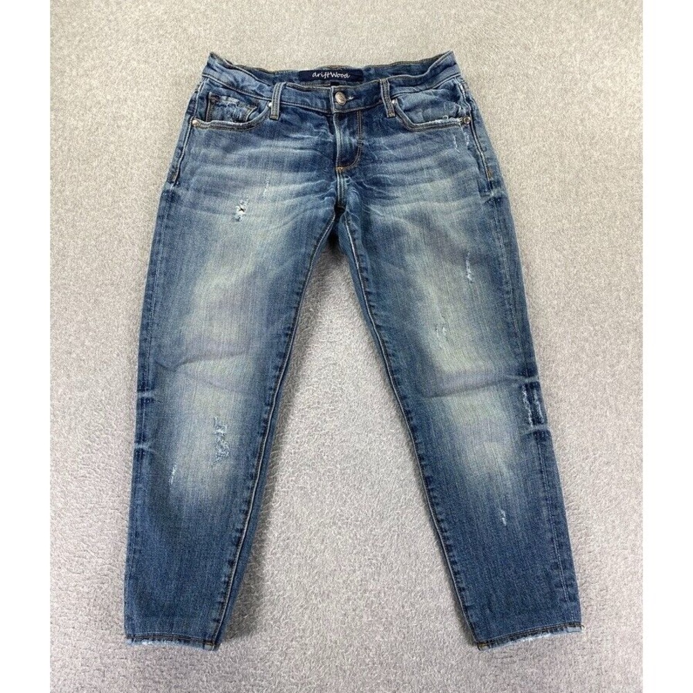 Driftwood Cropped Jeans‎ Women's Sz 26 Fits 28x24 Distressed Whiskered